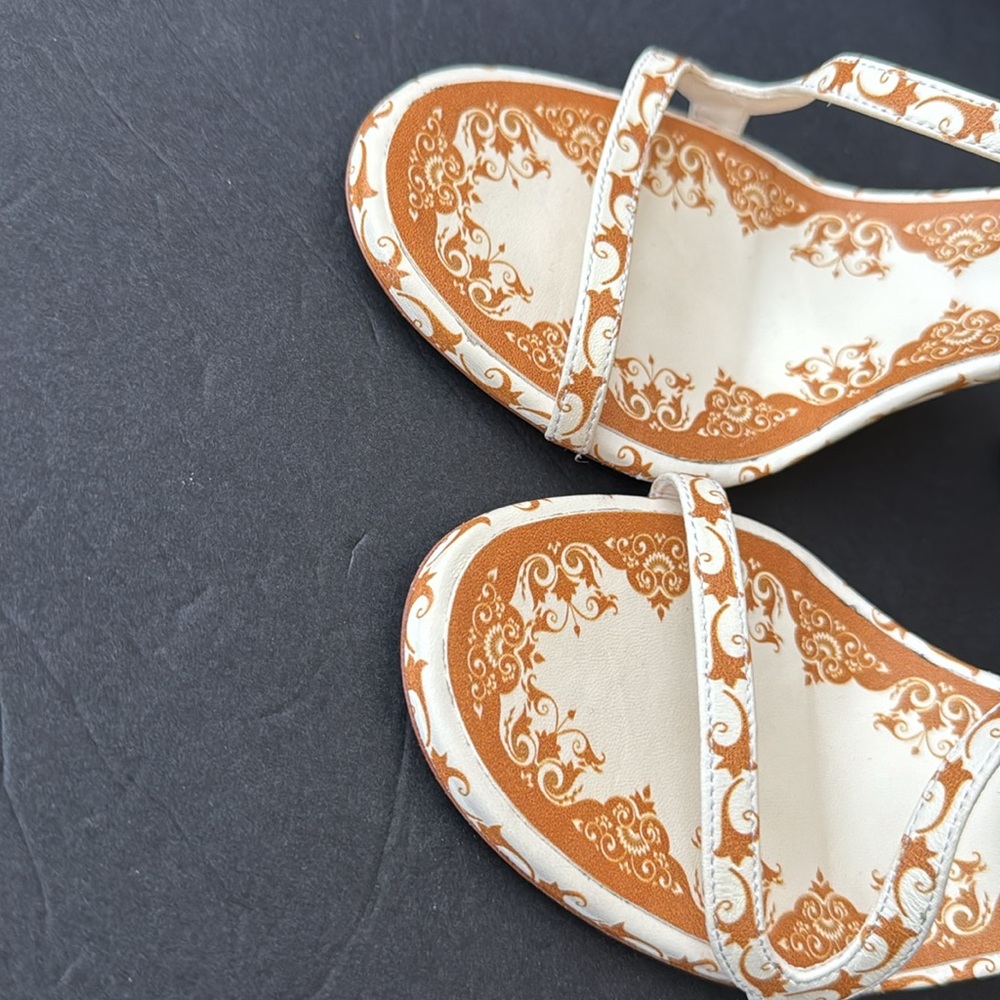Brock Collection Grecian Orange & Cream Sandals Size 40 - Picture 5 of 10